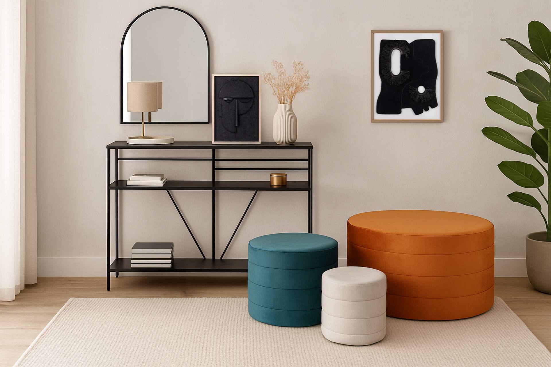 SET 3 PUFFS VELVET 80x80x45 60x60x40 40x40x35 CM