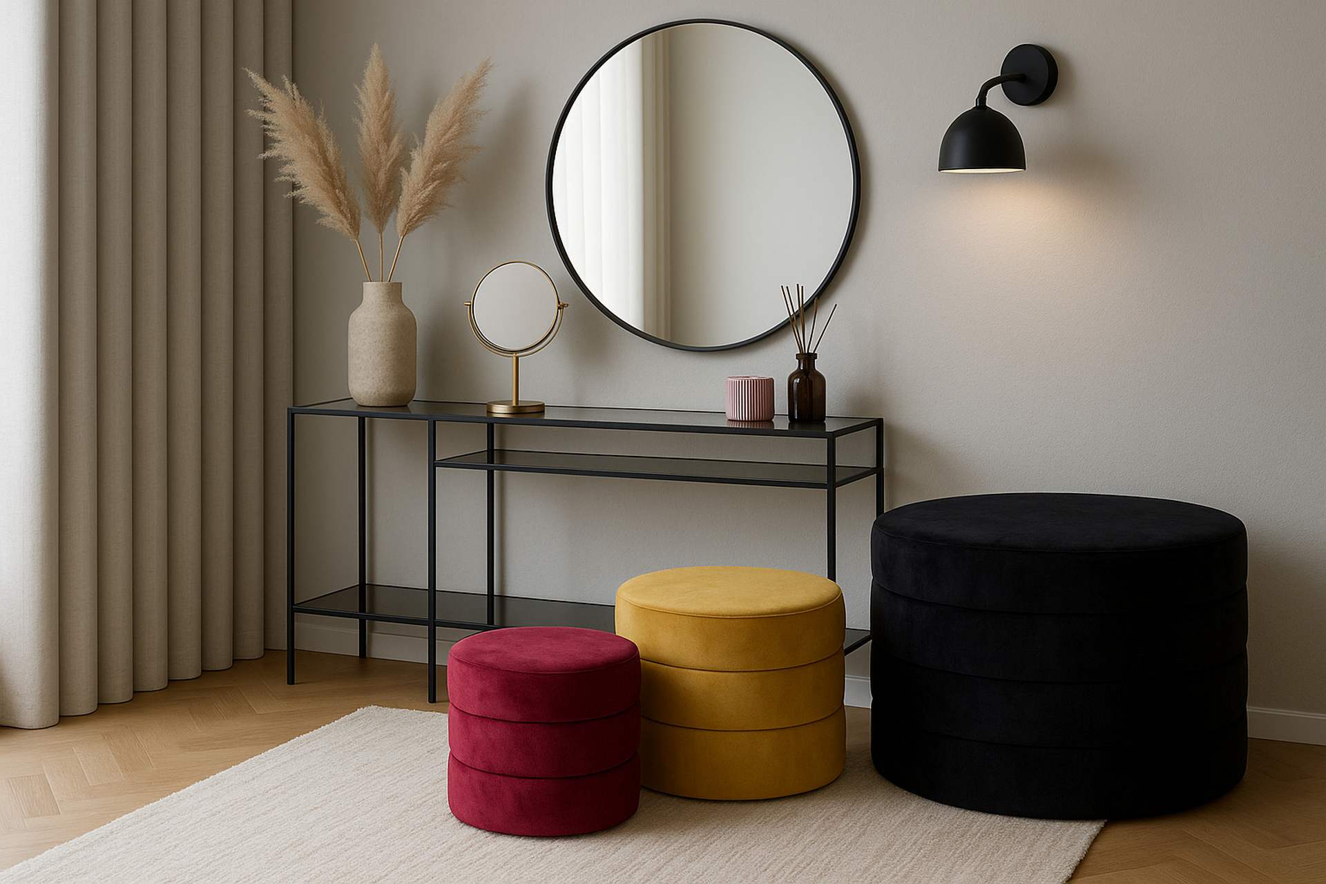 SET 3 PUFFS VELVET 80x80x45 60x60x40 40x40x35 CM