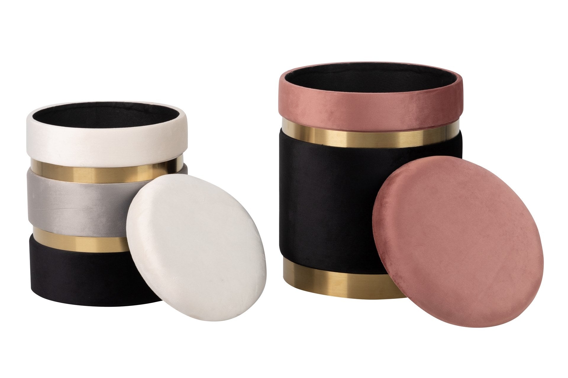 SET 2 PUFFS VELVET 36x36x44 31x31x38 CM