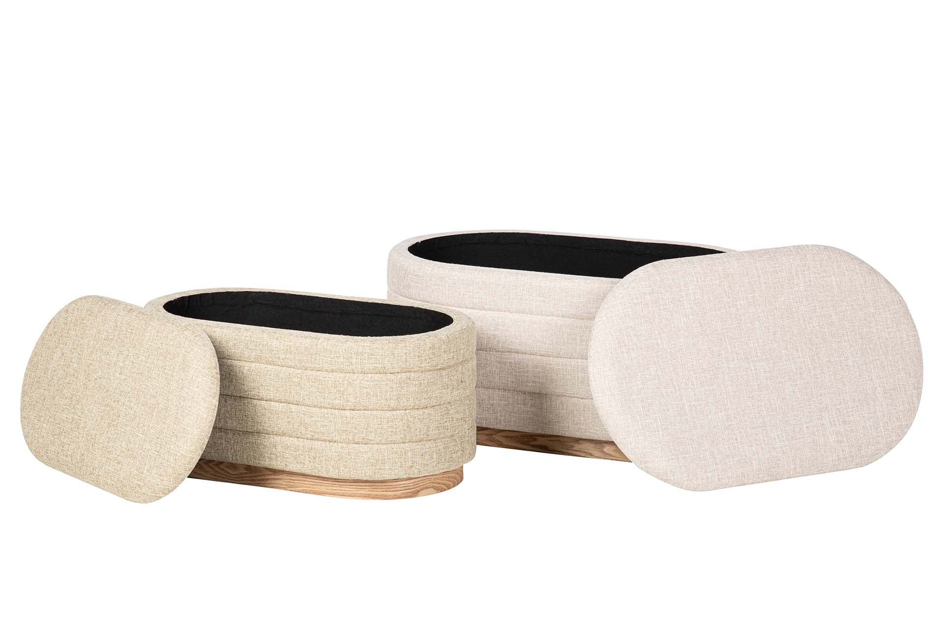SET 2 PUFFS LINO MADERA 83x48x42 69x38x35 CM