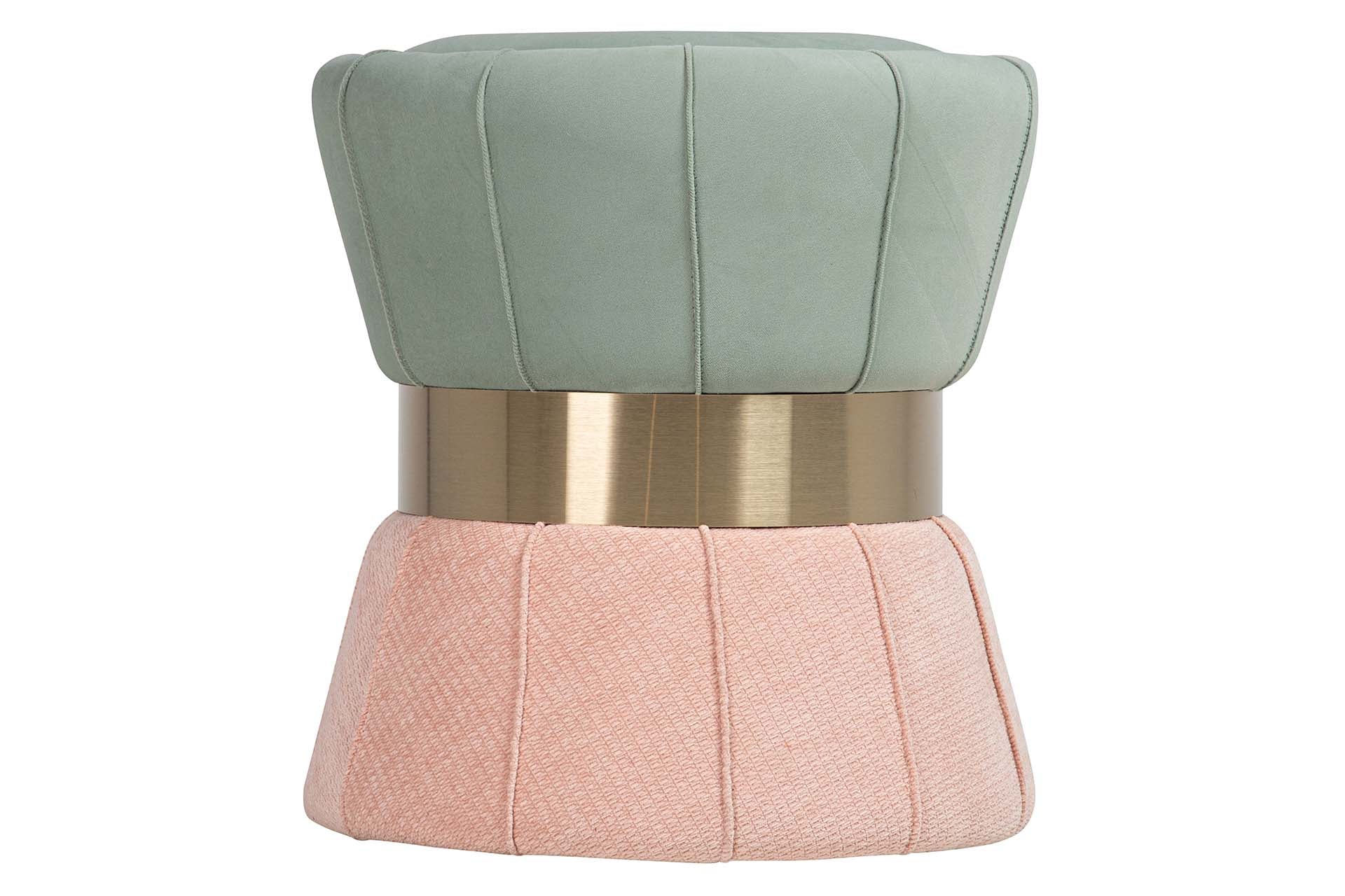 BLUE PINK VELVET PUFF 40x40x44 CM