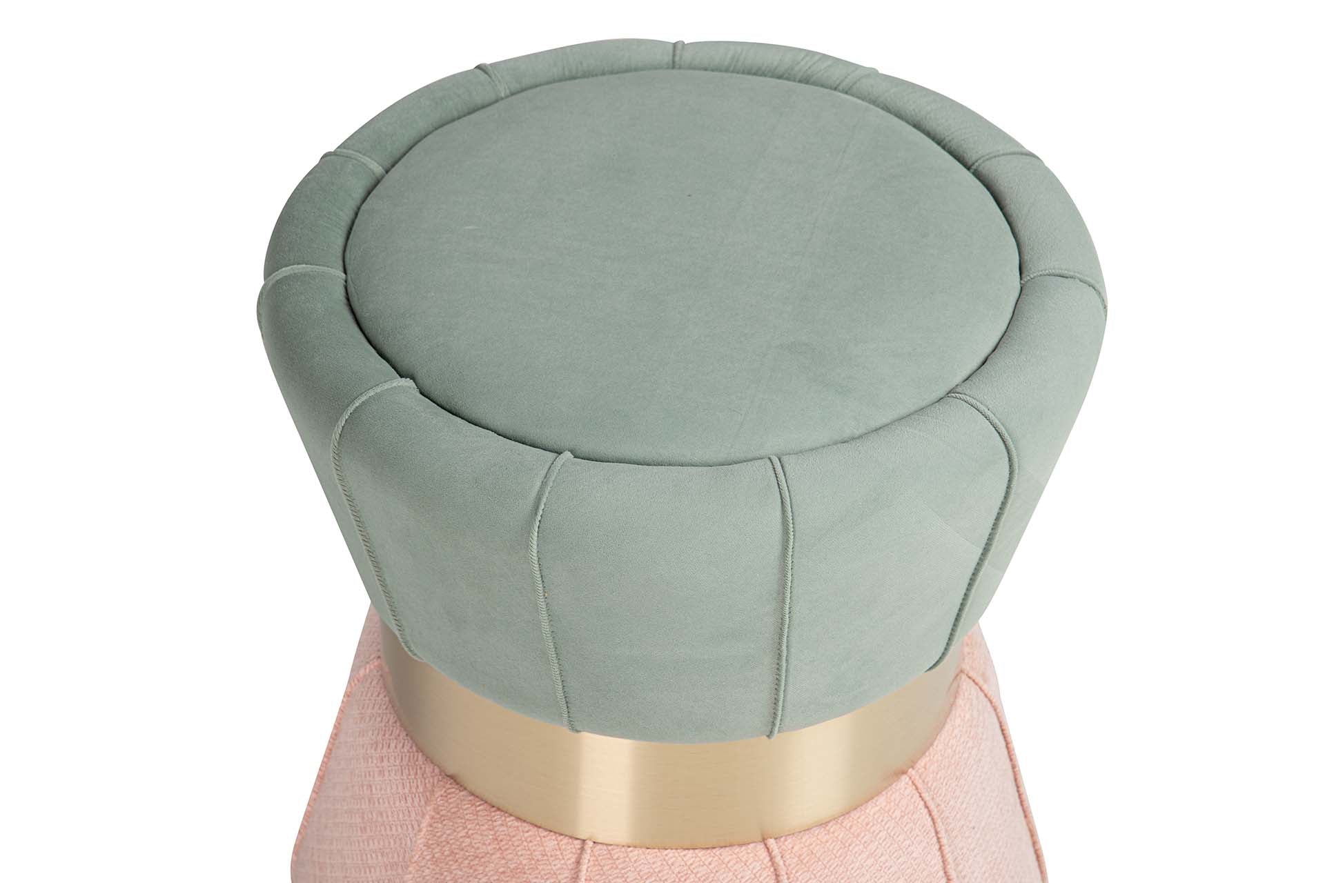 BLUE PINK VELVET PUFF 40x40x44 CM