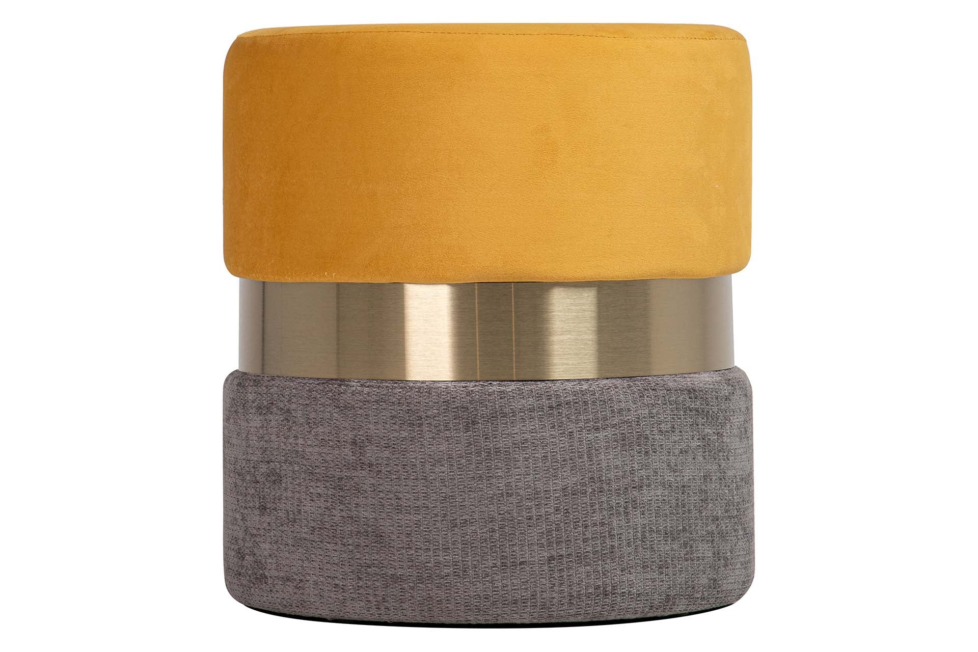 YELLOW GREY VELVET POUF 40x40x44 CM