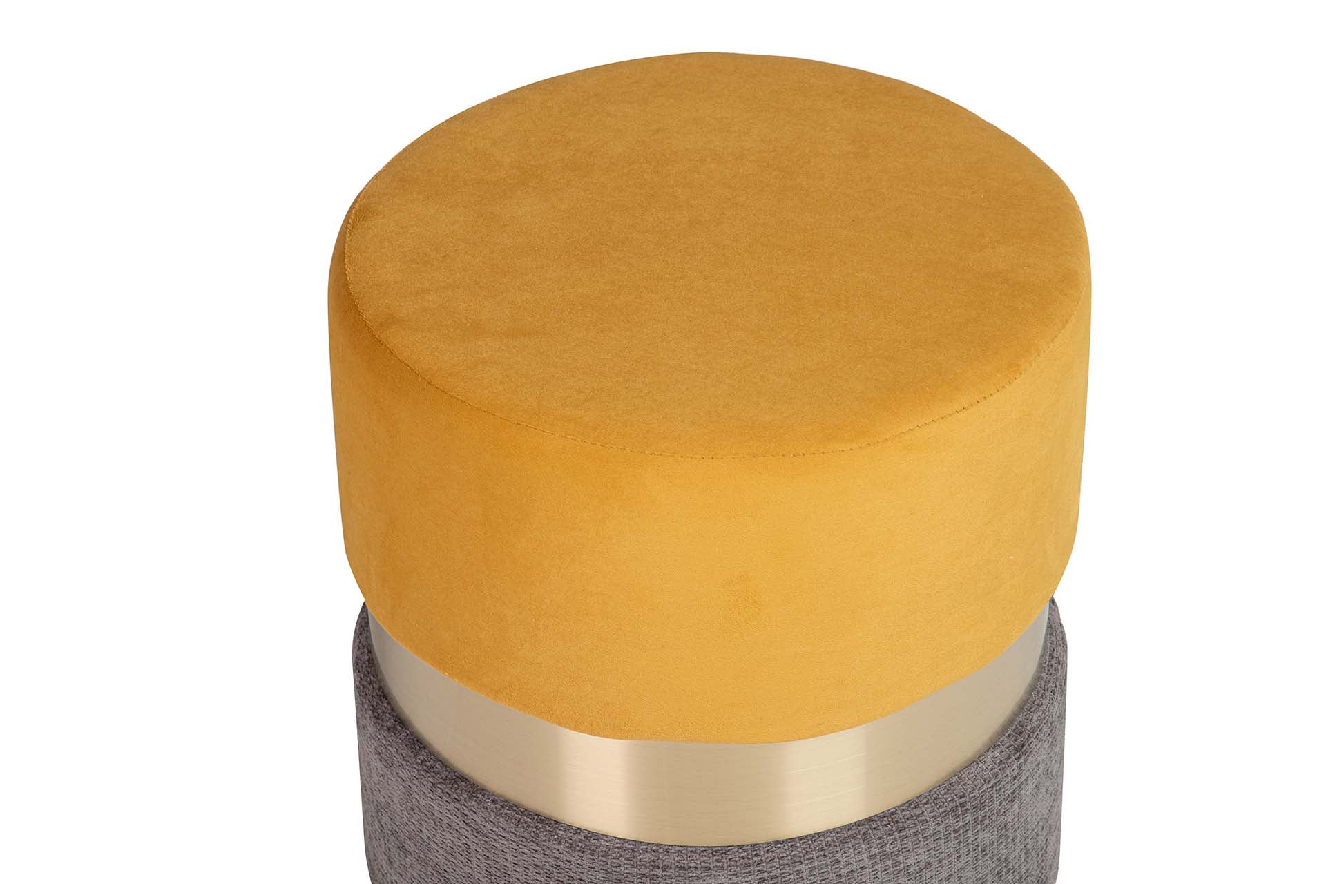 YELLOW GREY VELVET POUF 40x40x44 CM