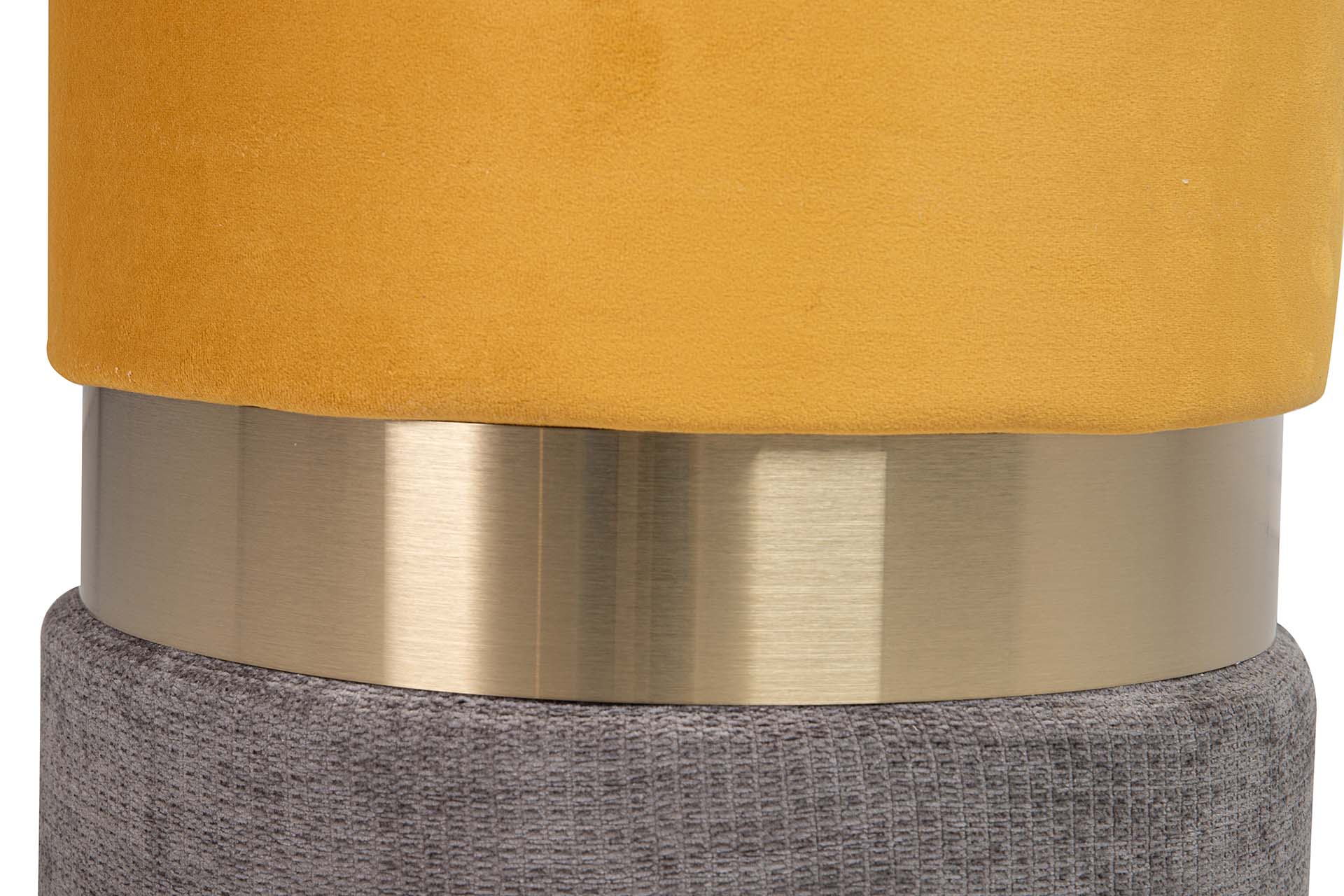 YELLOW GREY VELVET POUF 40x40x44 CM