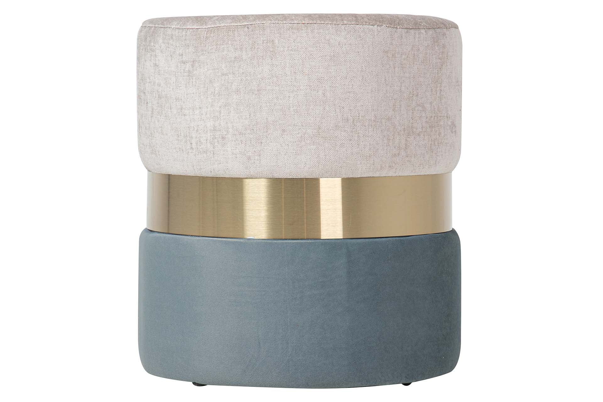 BLUE GRAY VELVET PUFF 40x40x43 CM