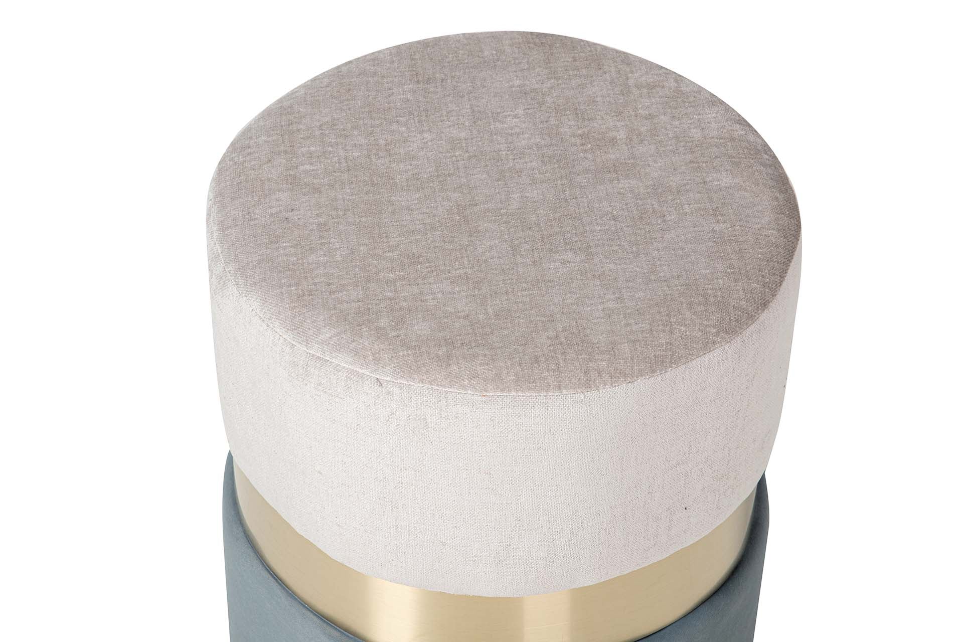 BLUE GRAY VELVET PUFF 40x40x43 CM