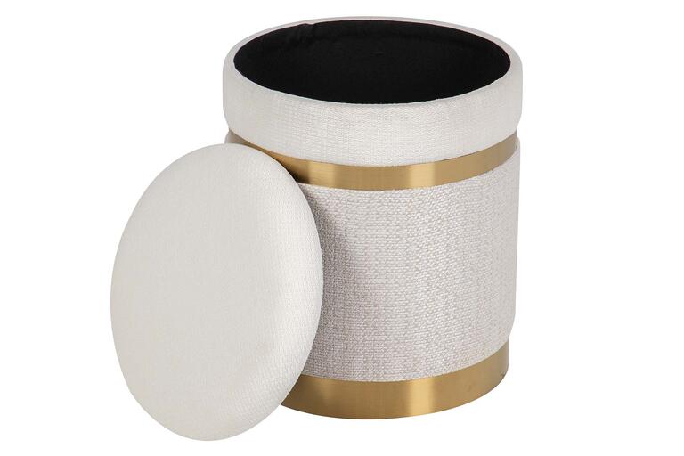 SET 2 PUFFS CHENILLA METAL 36x36x44 31x31x38 CM