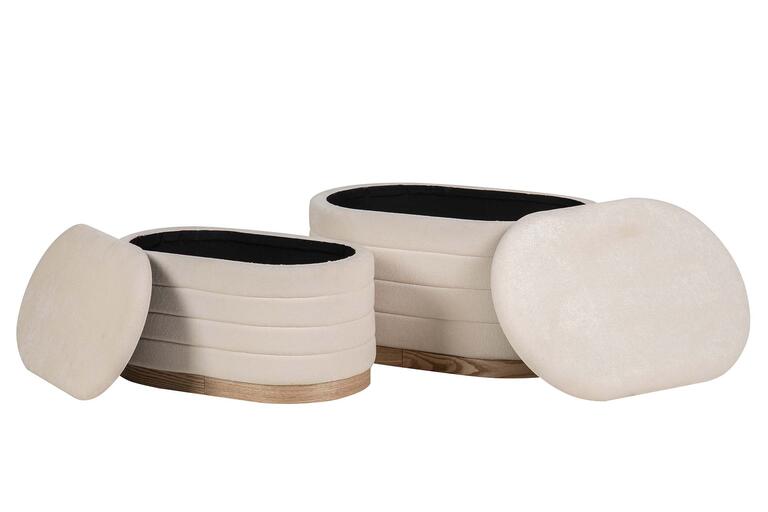 SET 2 PUFFS VELVET 83x48x42 69x38x35 CM