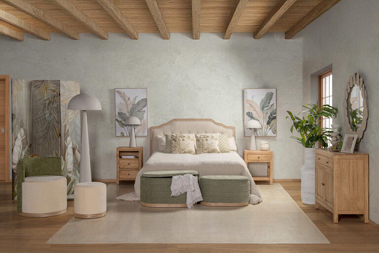 SET 2 PUFFS LINO MADERA 83x48x42 69x38x35 CM