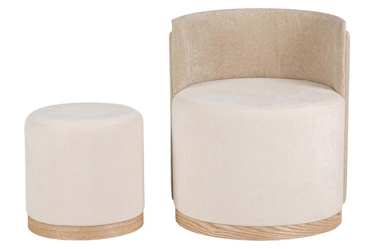 SET BUTACA Y PUFF LINO 61x61x70 40x40x40 CM