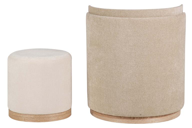 SET BUTACA Y PUFF LINO 61x61x70 40x40x40 CM