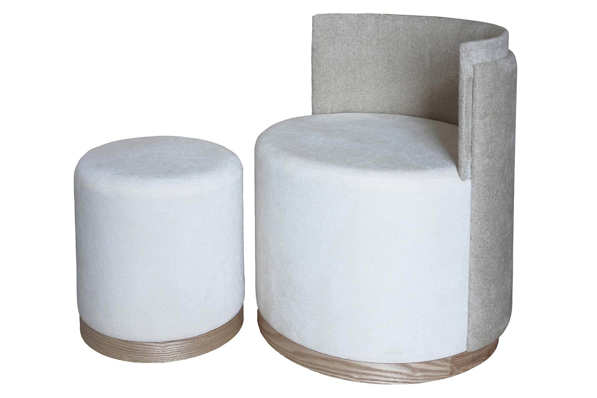 SET BUTACA Y PUFF LINO 61x61x70 40x40x40 CM