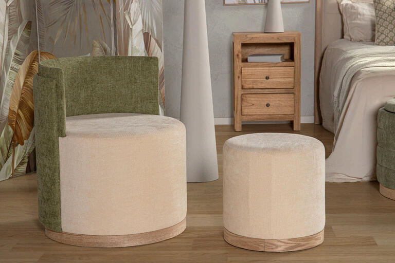 SET BUTACA Y PUFF VELVET 61x61x70 40x40x40 CM