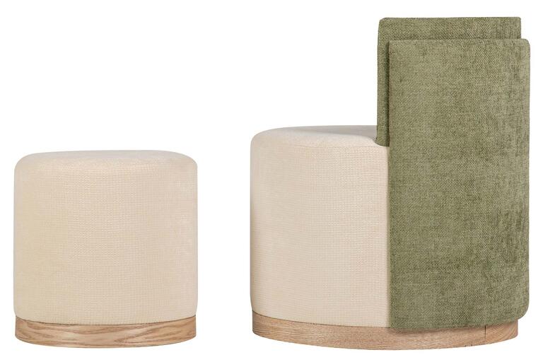 SET BUTACA Y PUFF CHENILLA 61x61x70 40x40x40 CM