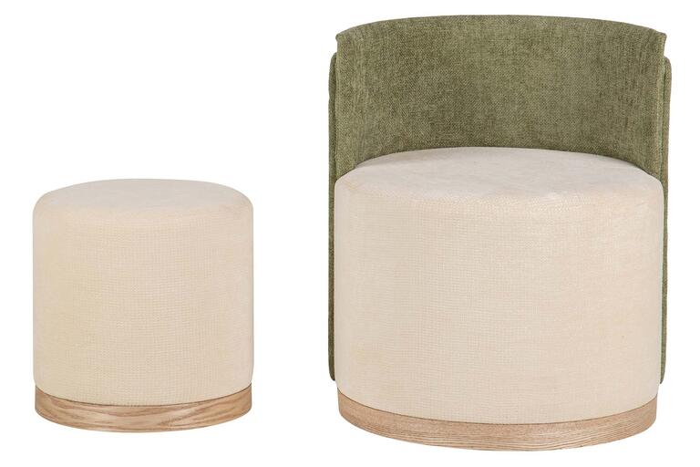 SET BUTACA Y PUFF CHENILLA 61x61x70 40x40x40 CM