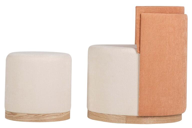 SET BUTACA Y PUFF LINO 61x61x70 40x40x40 CM