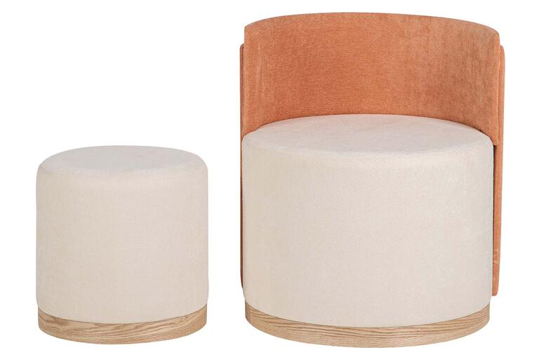 SET BUTACA Y PUFF LINO 61x61x70 40x40x40 CM