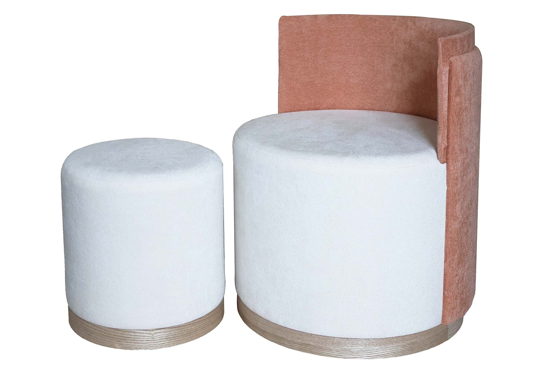 SET BUTACA Y PUFF LINO 61x61x70 40x40x40 CM