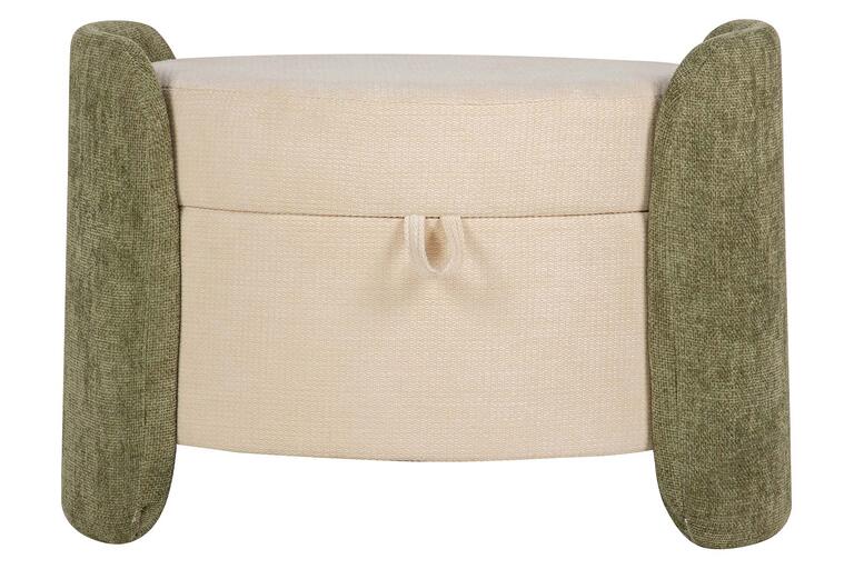 PUFF CHENILLE BLANCO VERDE 70x54x48 CM