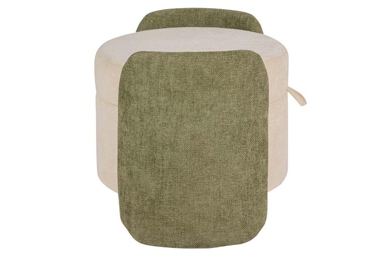 PUFF CHENILLE BLANCO VERDE 70x54x48 CM