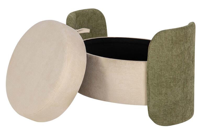 PUFF CHENILLE BLANCO VERDE 70x54x48 CM