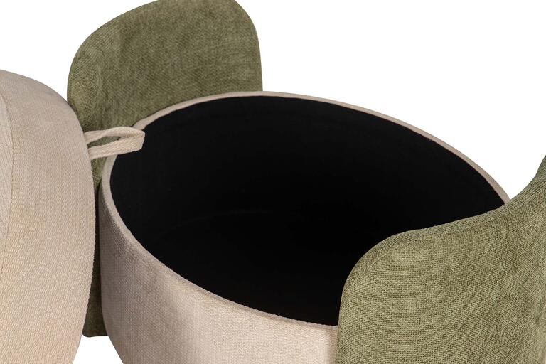 PUFF CHENILLE BLANCO VERDE 70x54x48 CM