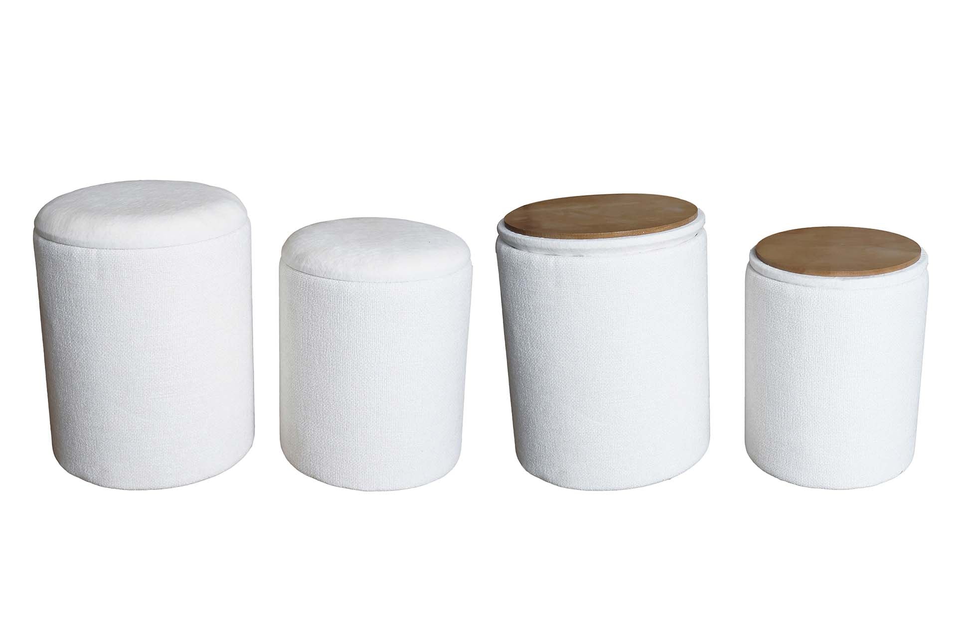 SET 2 PUFFS VELVET CHENILLA 36x36x44 31x31x38 CM