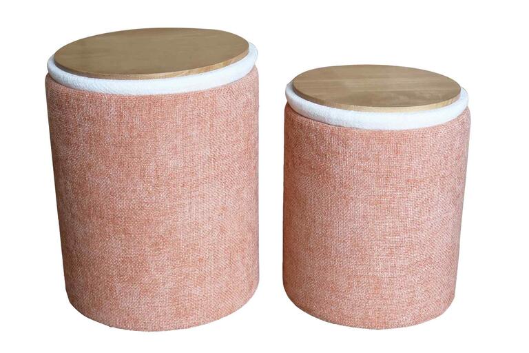 SET 2 PUFFS CHENILLA 36x36x44 31x31x38 CM