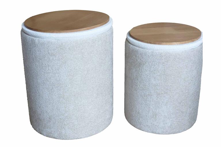 SET 2 PUFFS CHENILLA 36x36x44 31x31x38 CM