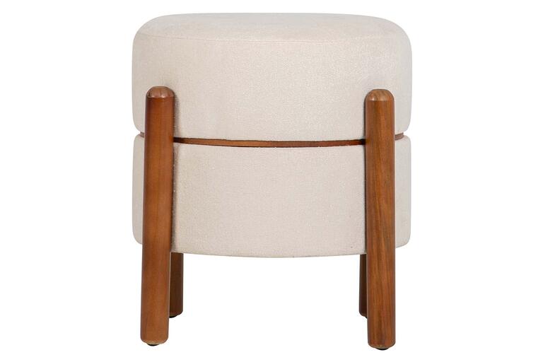 PUFF MADERA LINO BEIGE 40x40x45 CM