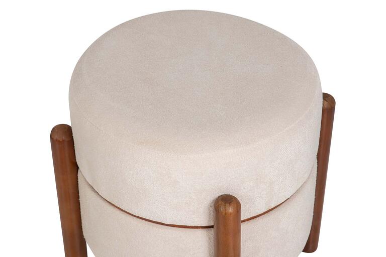 PUFF MADERA LINO BEIGE 40x40x45 CM