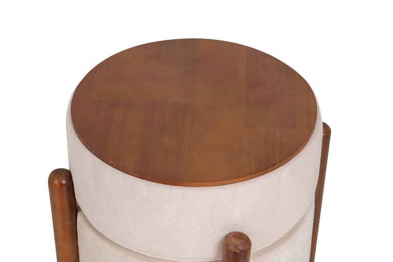 PUFF MADERA LINO BEIGE 40x40x45 CM