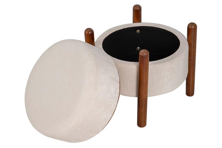 PUFF MADERA LINO BEIGE 40x40x45 CM