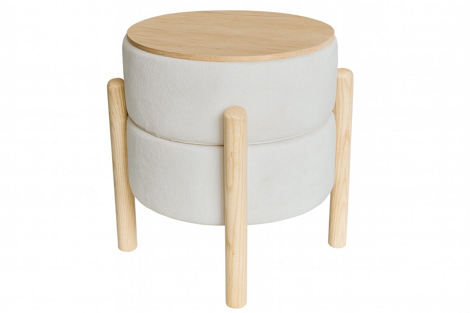 PUFF MADERA BOUCLE GRIS 40x40x45 CM