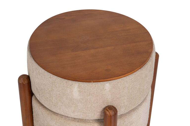 PUFF MADERA BOUCLE MARRON 40x40x45 CM