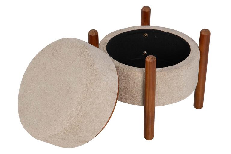 PUFF MADERA BOUCLE MARRON 40x40x45 CM