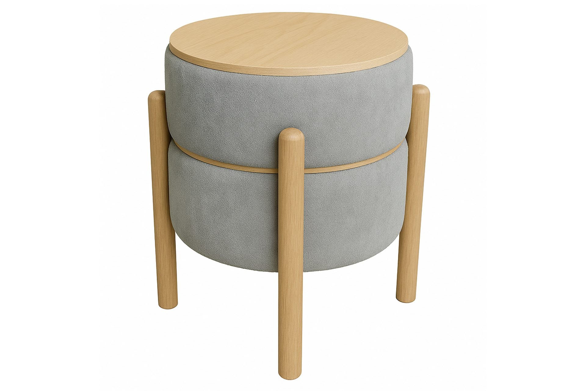PUFF MADERA VELVET GRIS 40x40x45 CM