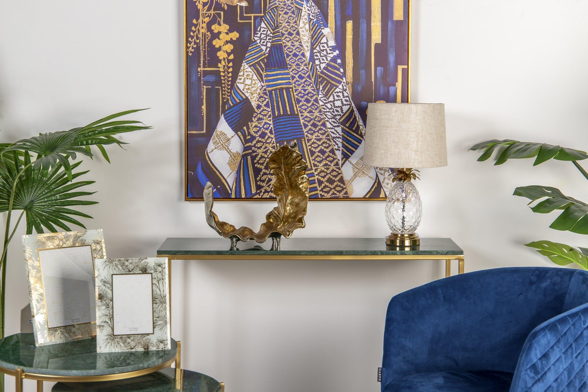 CANDEEIRO DE MESA DE VIDRO METALIZADO 33x33x48 CM