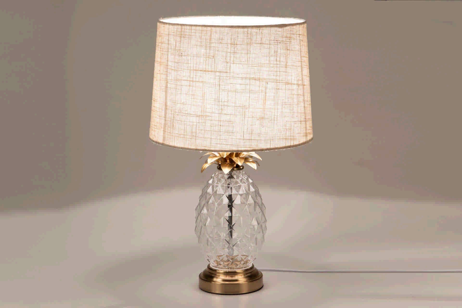 CANDEEIRO DE MESA DE VIDRO METALIZADO 33x33x48 CM