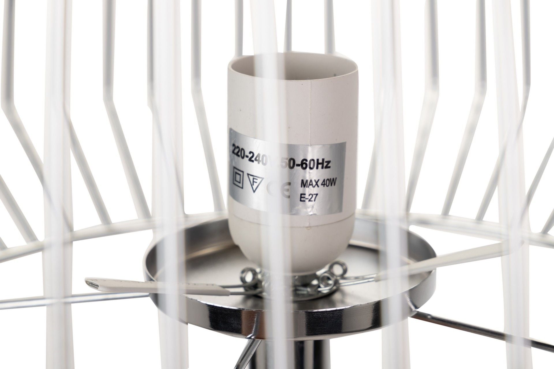 LUMINÁRIA DE PÉ DE METAL PRATEADO, BRANCA, 40x40x162,5 CM