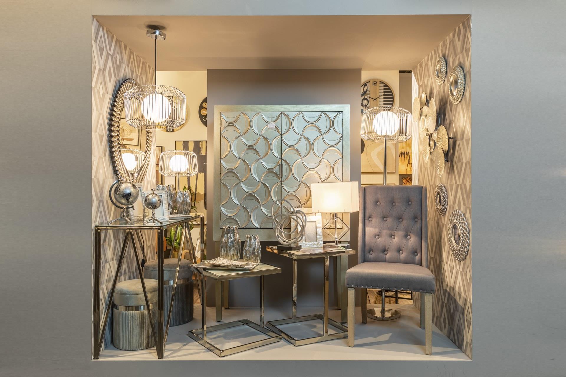 LAMPARA TECHO METAL PLATEADO BLANCO 38x38x23 CM