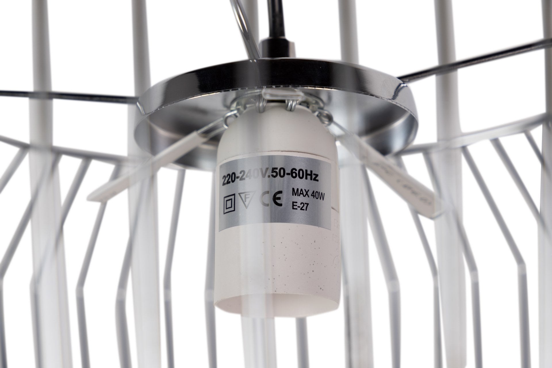 LAMPARA TECHO METAL PLATEADO BLANCO 38x38x23 CM