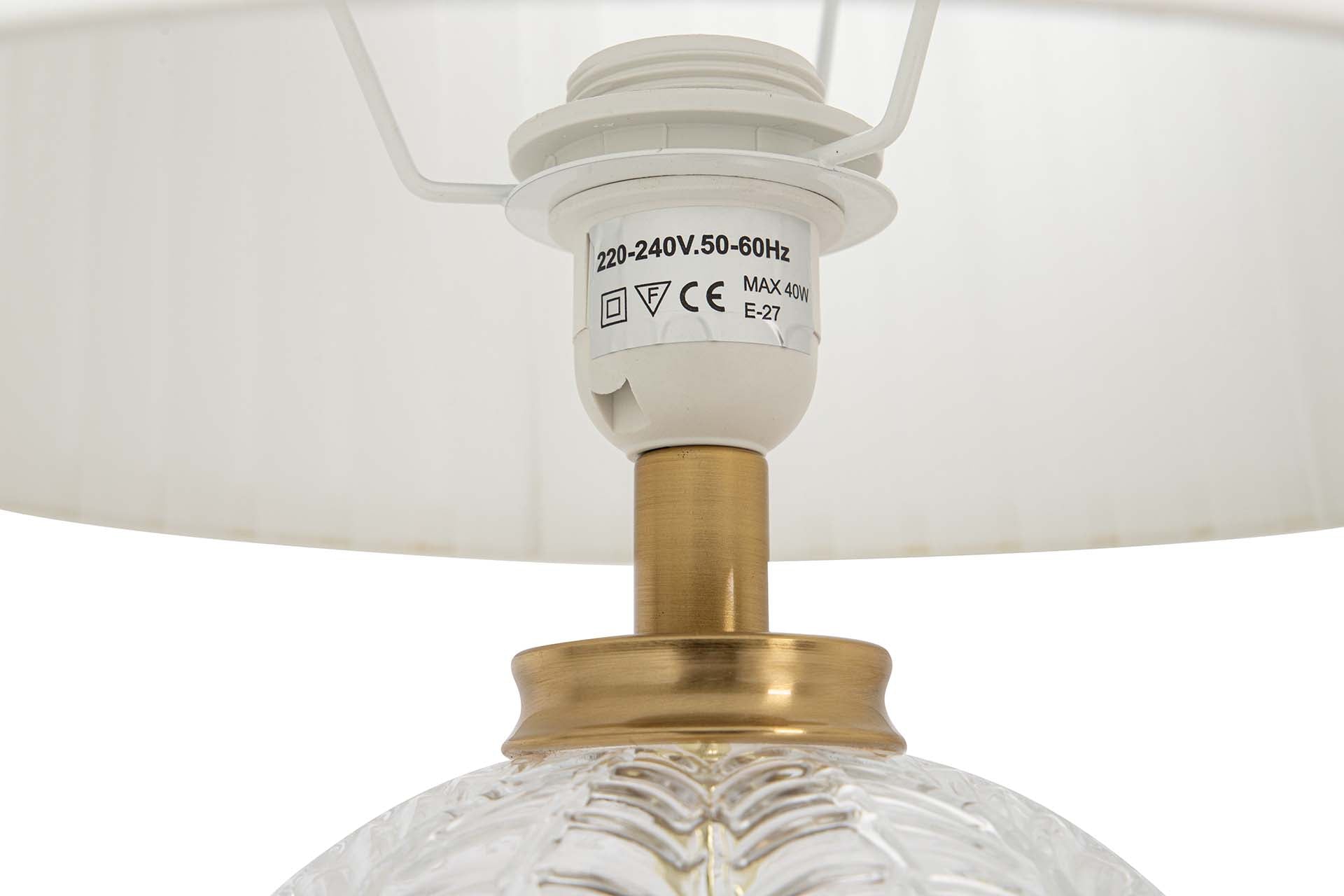 CANDEEIRO DE MESA DE VIDRO METALIZADO 33x33x58 CM