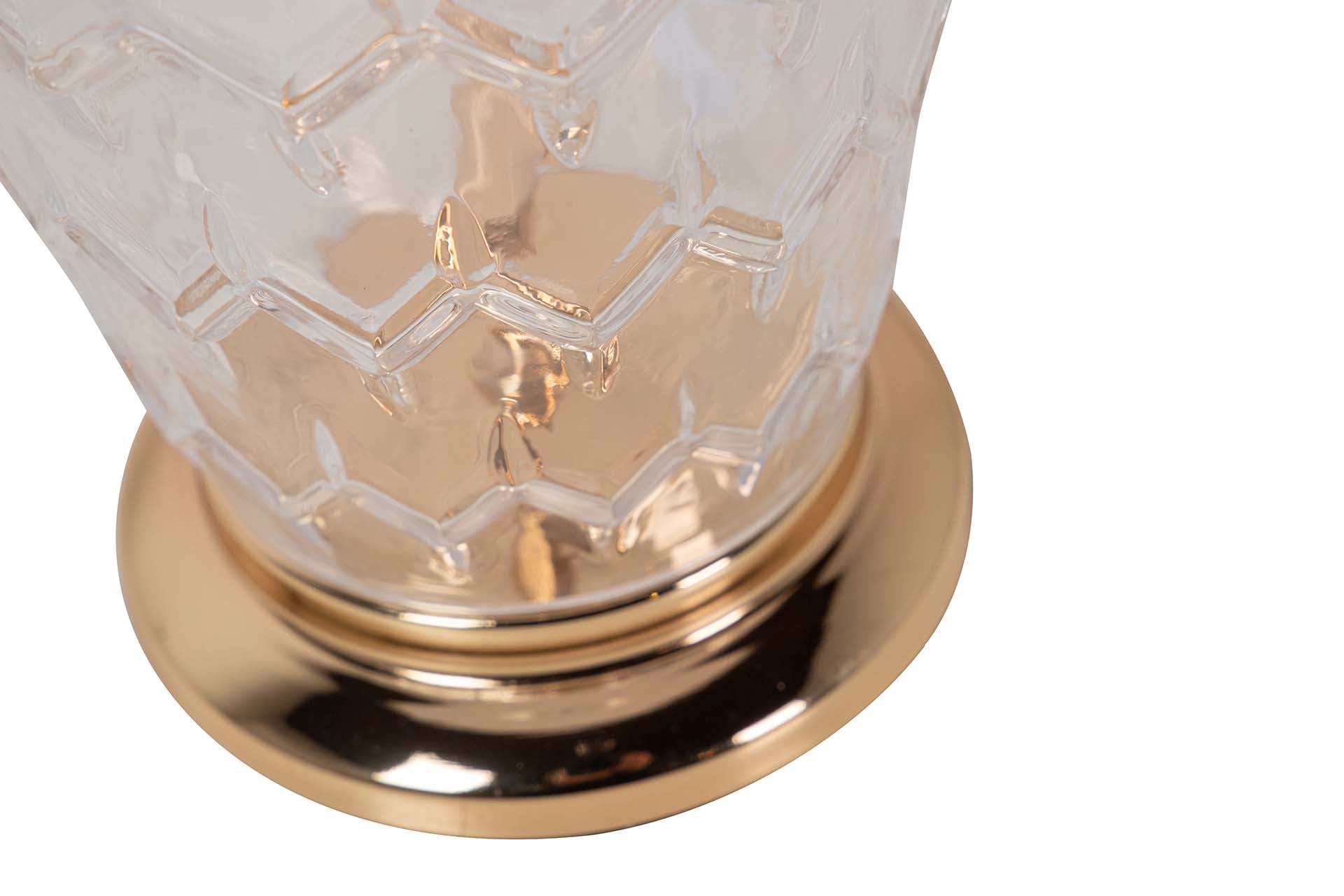 CANDEEIRO DE MESA DE VIDRO METALIZADO 31x31x49 CM