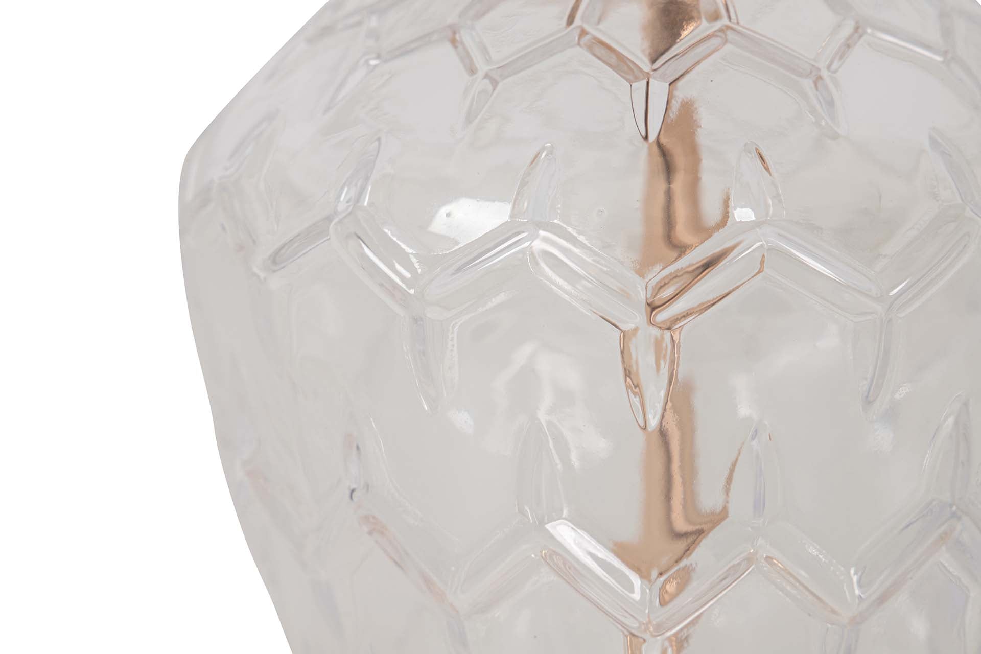 CANDEEIRO DE MESA DE VIDRO METALIZADO 31x31x49 CM