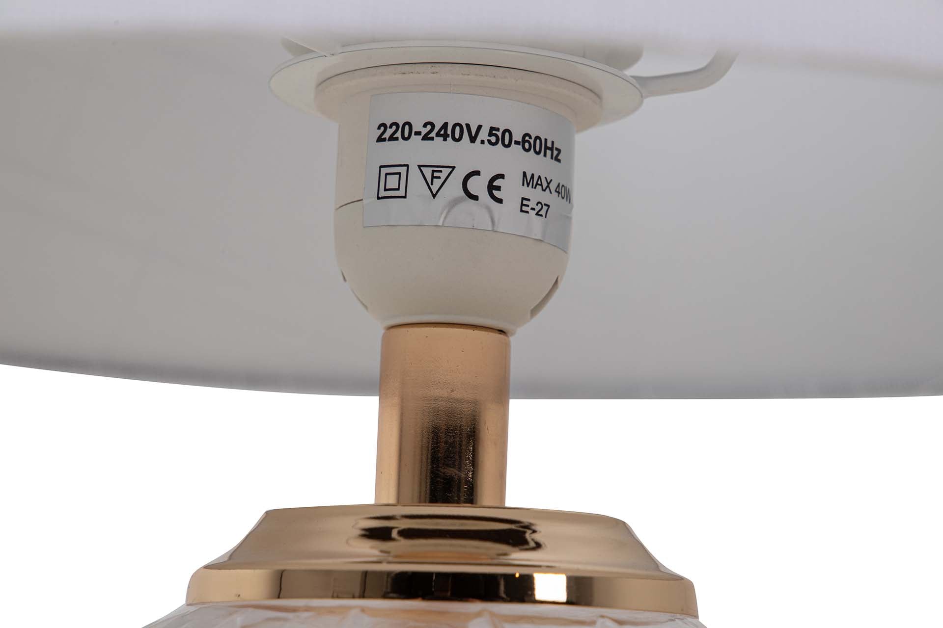 CANDEEIRO DE MESA DE VIDRO METALIZADO 31x31x49 CM