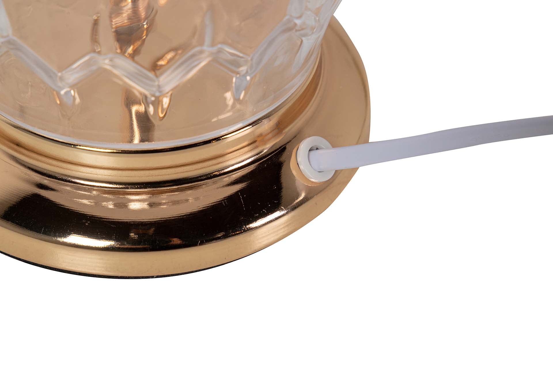 CANDEEIRO DE MESA DE VIDRO METALIZADO 31x31x49 CM