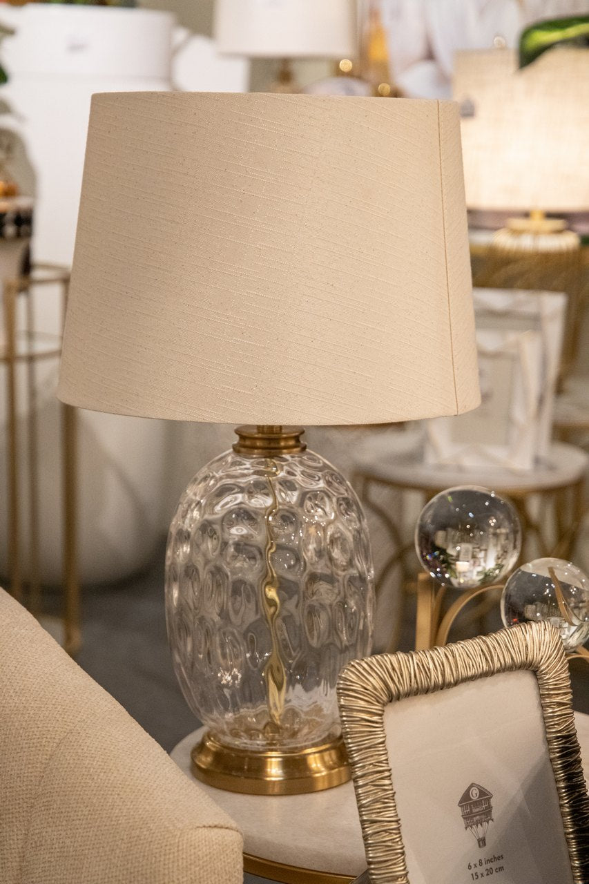 CANDEEIRO DE MESA DE VIDRO METALIZADO 33x33x53 CM