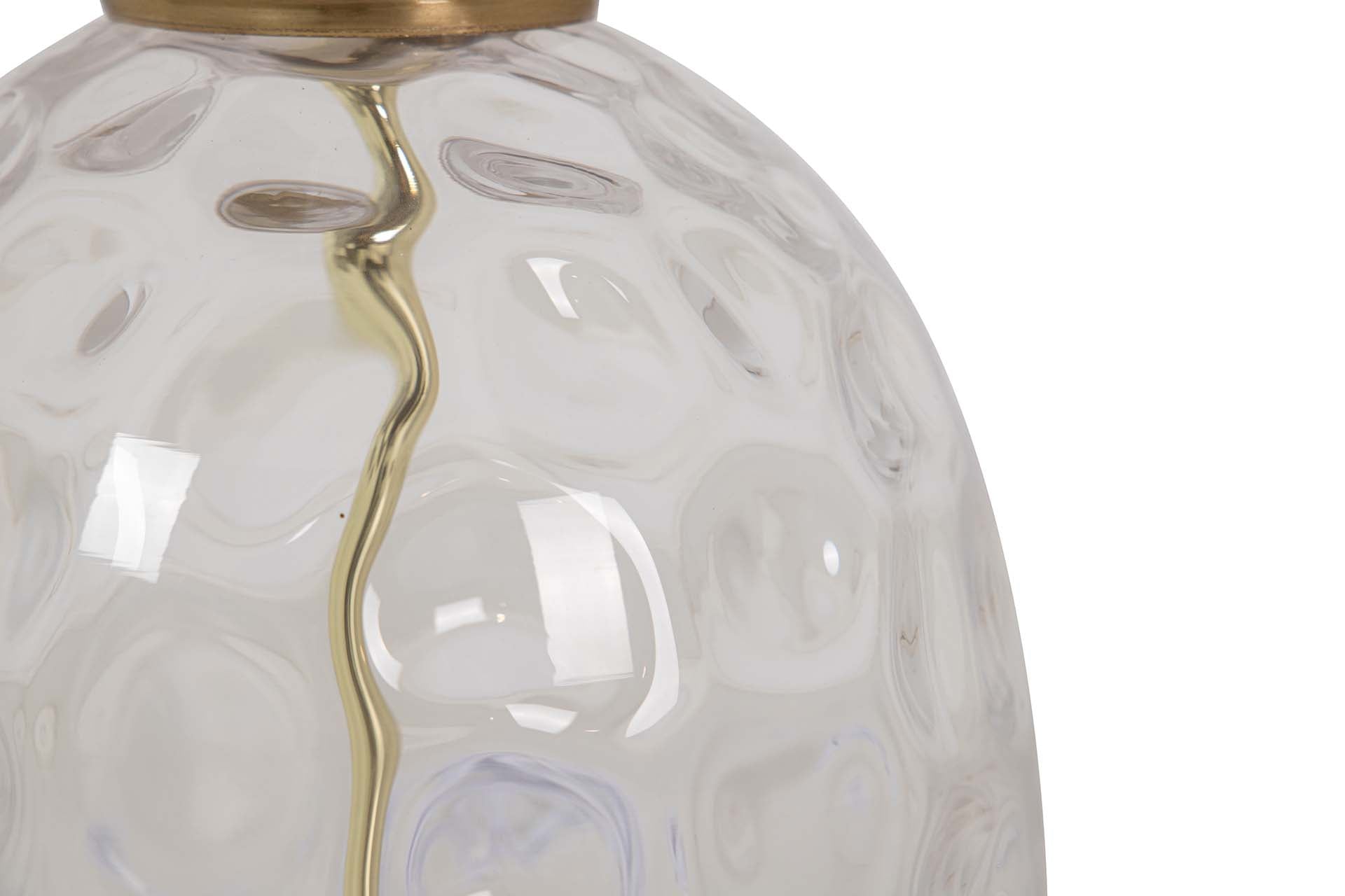 CANDEEIRO DE MESA DE VIDRO METALIZADO 33x33x53 CM